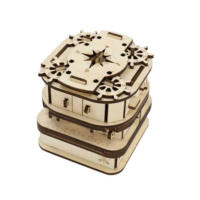 Cluebox - Davy Jones Locker Puzzle Box - Fun Multi Step Challenging Wooden Puzzle Box